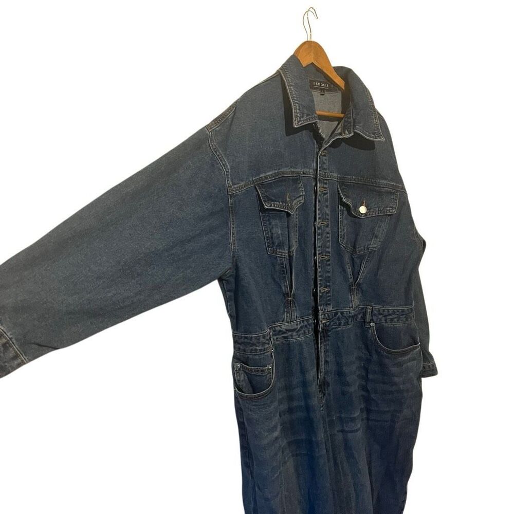 Eloquii blue Denim wide leg Jumpsuit Size 22 - Picture 8 of 11